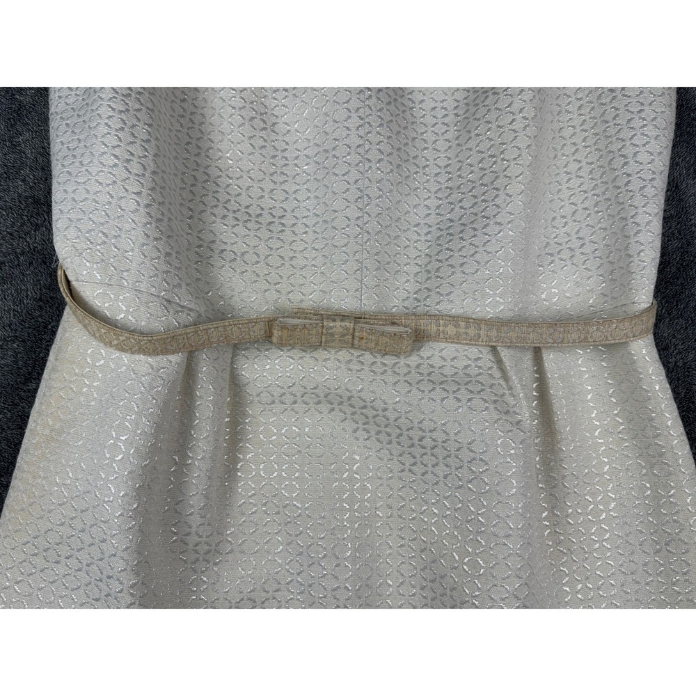 Tahari Arthur S Levine Womens 10 Metallic Jacquard Sheath Dress Champagne White - Picture 11 of 15
